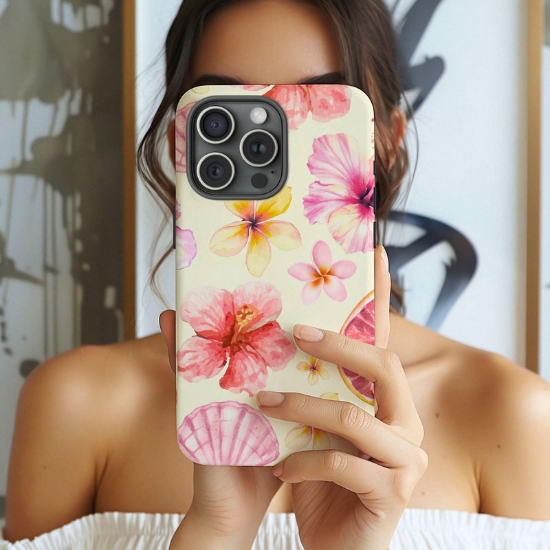 Multicolor Tropical Hibiscus Floral Phone Case For iPhone 16 15 14 13 12 11 Pro