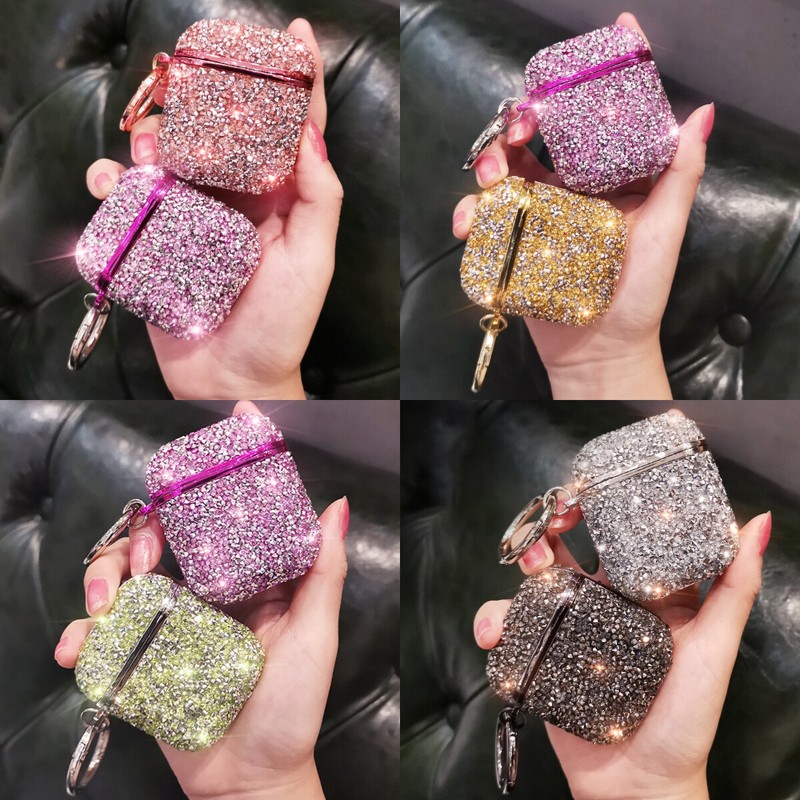 For Apple Airpods Pro 2 3 Bling Glitter Diamond Earphone Case Cover w/Keychain