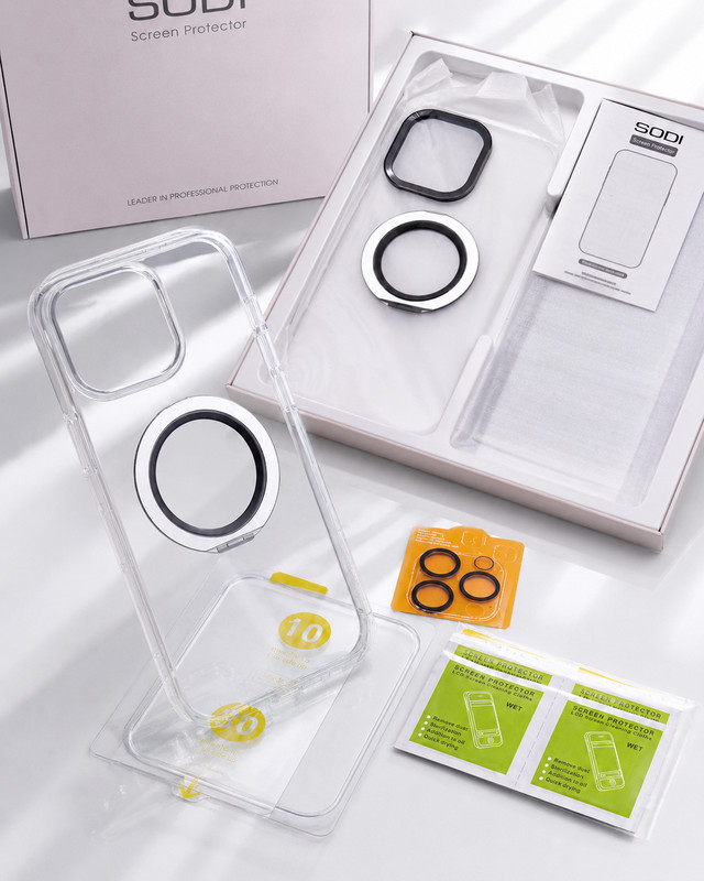 SODI Deluxe Clear Magnetic Phone Case Super Protection Kit with Screen & Camera