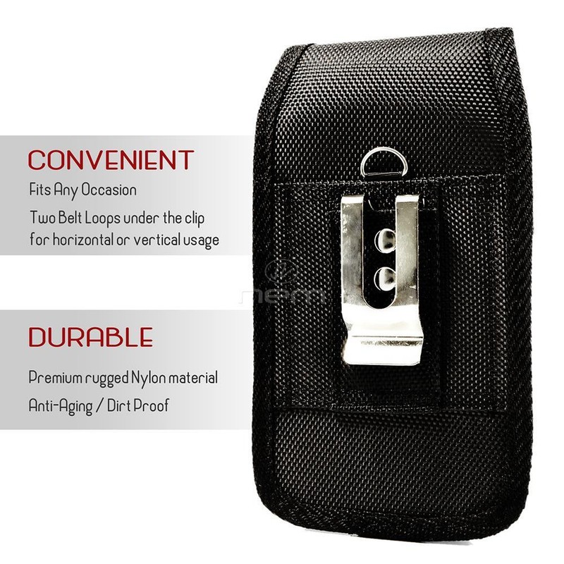 For iPhone 16 PRO MAX Rugged Belt Clip Loops Heavy Duty Buckle Nylon Pouch Black gallery