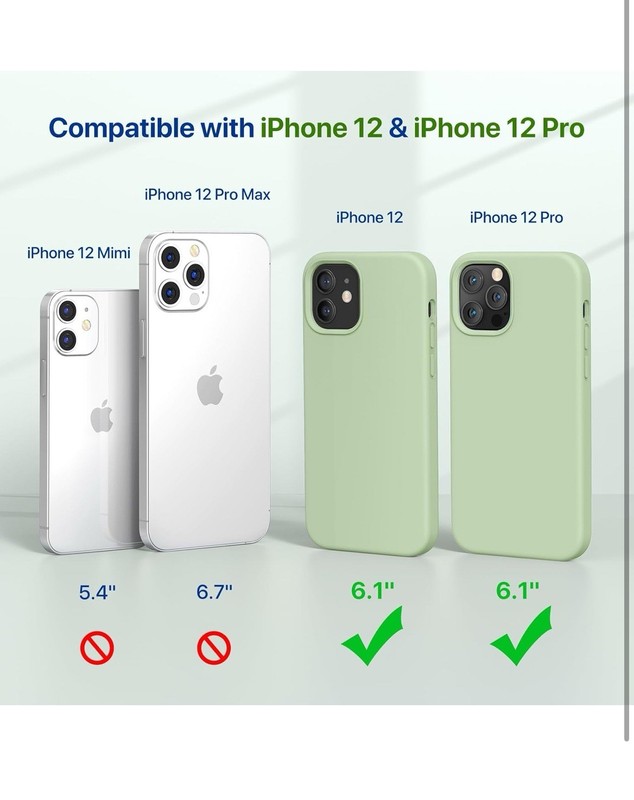 Miracase iPhone 12 / iPhone 12 Pro Case, Liquid Silicone Shockproof Matcha Green gallery