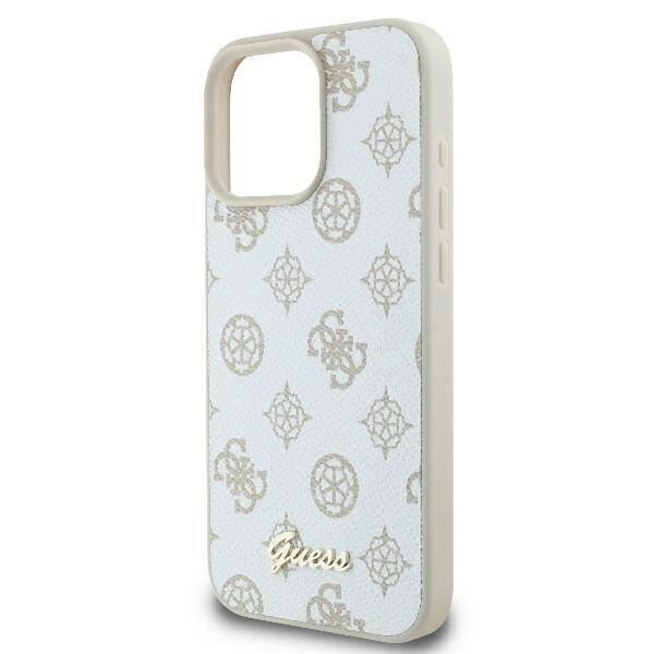 Guess Peony Script Logo Case with MagSafe for iPhone 16 Pro Max 6.9″ White