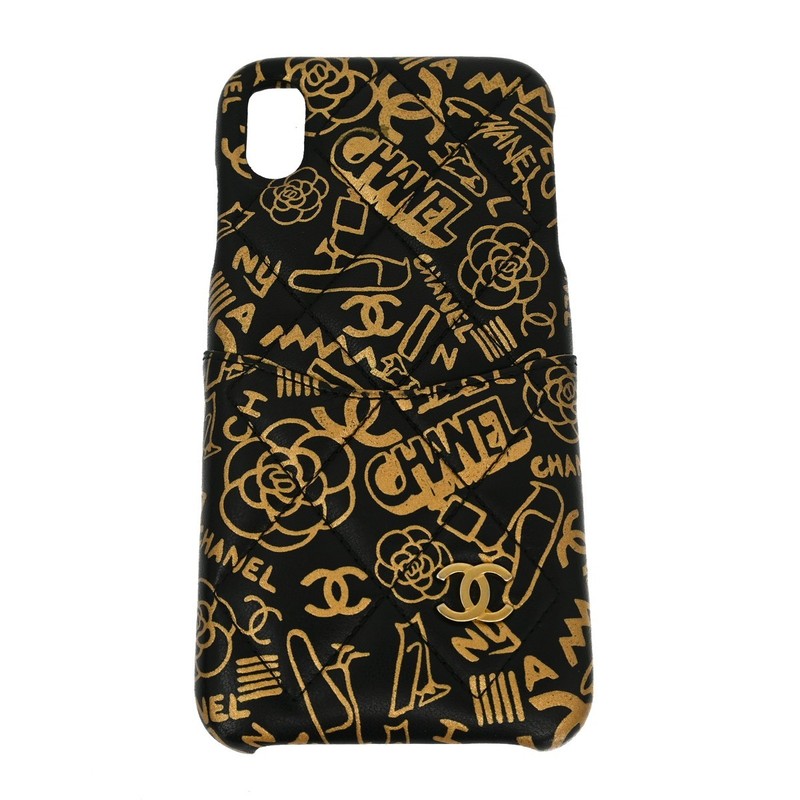 Deal09 CHANEL BLACK LAMBSKIN IPHONEX XS CASE SMALL GOOD KQ00015
