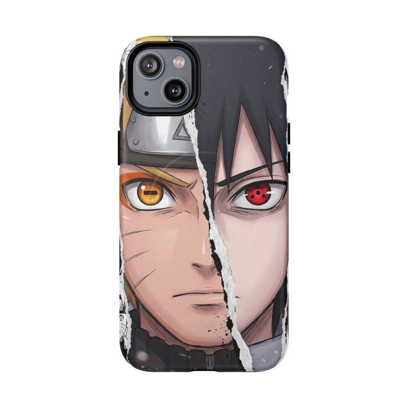 Naruto and Sasuke Anime Case for iPhone 17 16 15 14 13 Pro Max Manga Dual Design