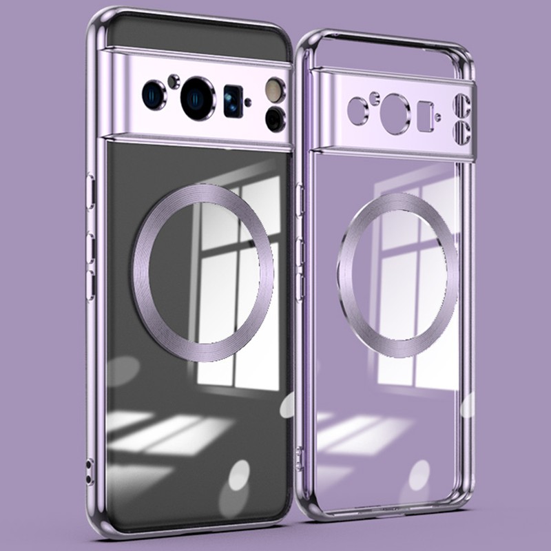 For Google Pixel 8 8 Pro Shockproof Magnetic Plating Crystal Clear Slim Case
