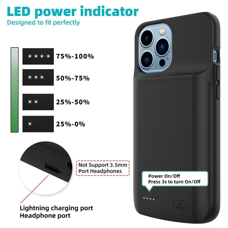 6800mAH Battery Charger Case Power Bank Cover For iPhone 11 12 13 14 15 XR XS 8 gallery