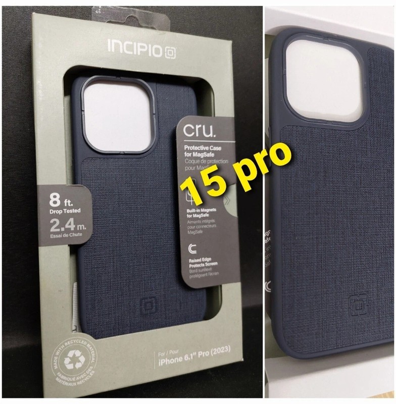 Incipio cru. Protective Magsafe Case iPhone 15 Pro (6.1″ Large Cam) Navy Canvas
