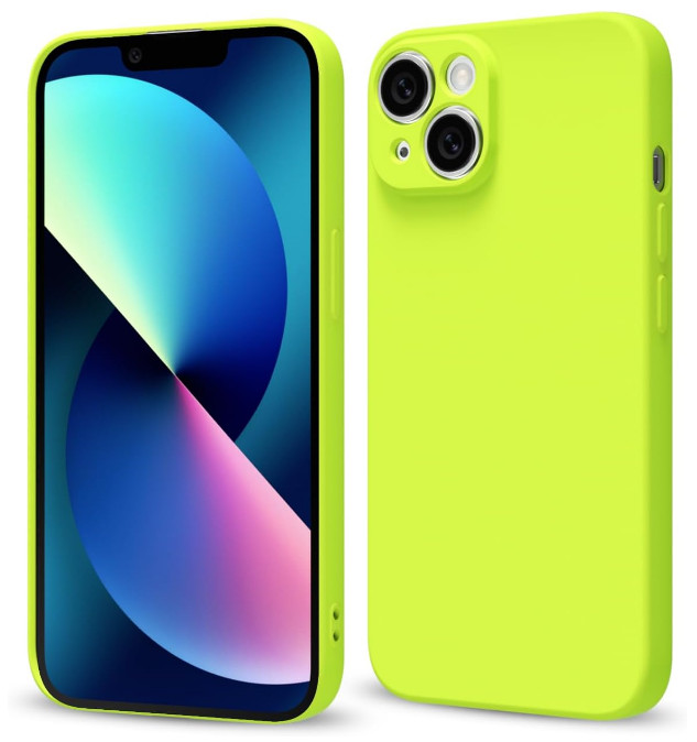 For iPhone 13 Mini Neon Green Case Soft Silicone Gel Flexible TPU Phone Cover