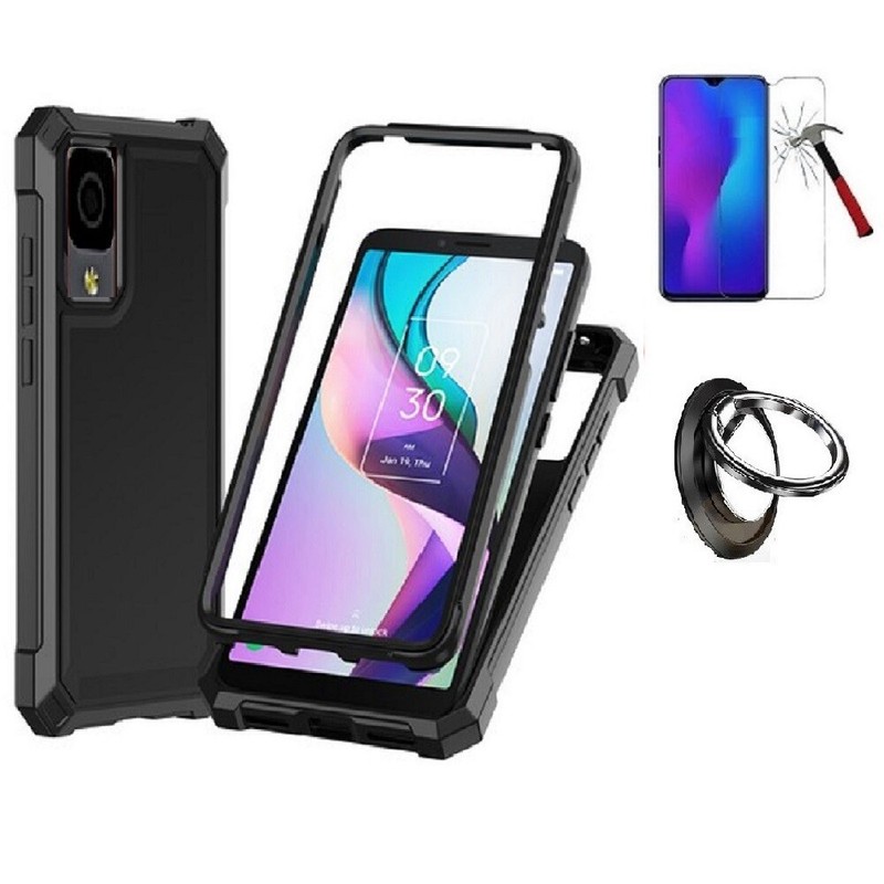 For TCL 30 Z/ TCL 30 LE, Full Body Soft TPU Cover Case + Ring/ Tempered Glass