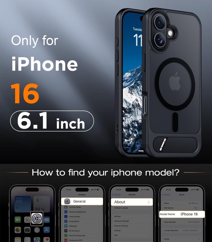 Temdan Magnetic Compatible with iPhone 16 Case, Built-in Invisible KickstandC... gallery