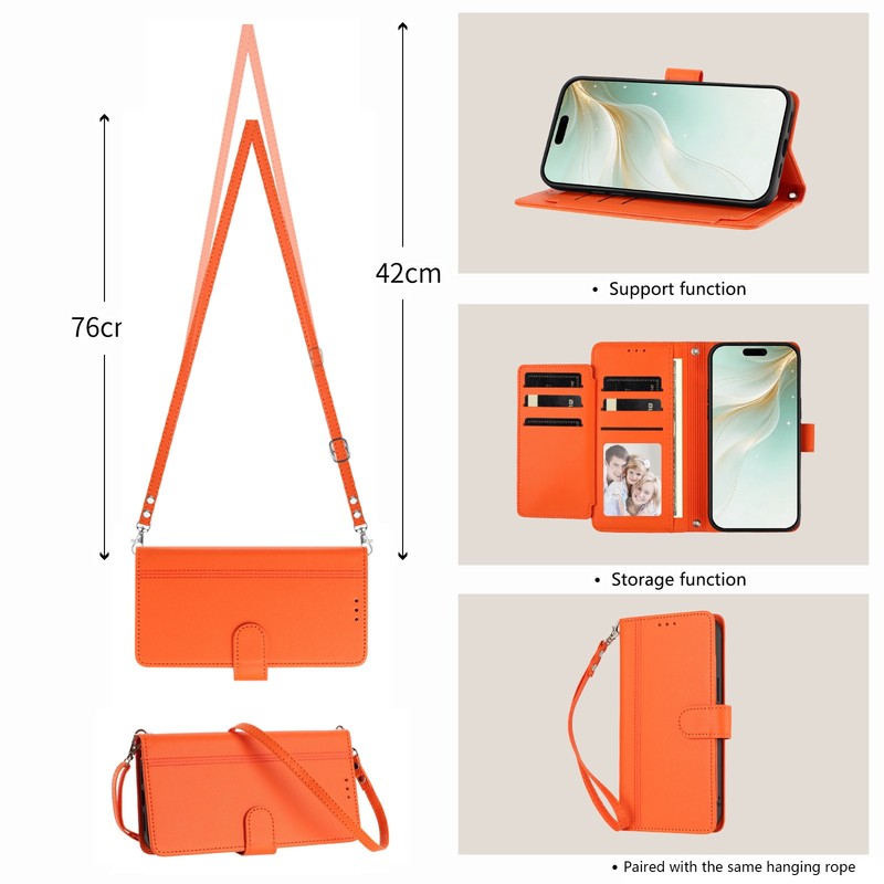 For OPPO Sony Xiaomi Crossbody 9 Card Slots Leather Wallet Case Flip Stand Cover