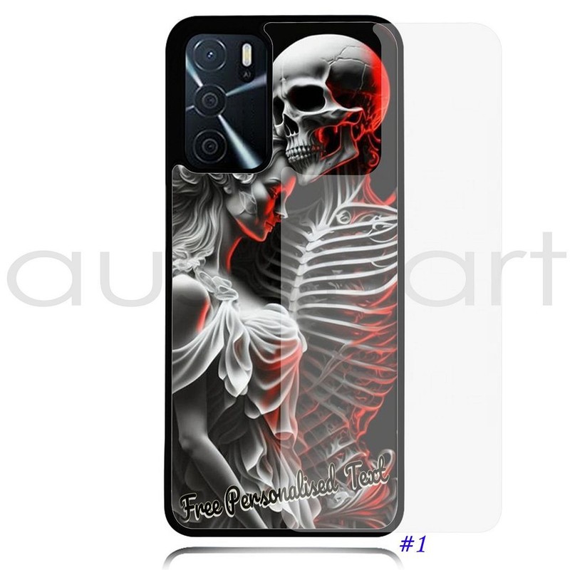 Personalised Text Glass Phone Case For OPPO Find X5/X3/X2/X Lite Neo Pro – Skull