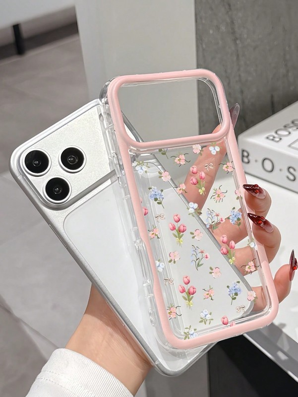 Multicolor Clear Floral Tulip Phone Case For iPhone 11 To 17 Pro Max Galaxy