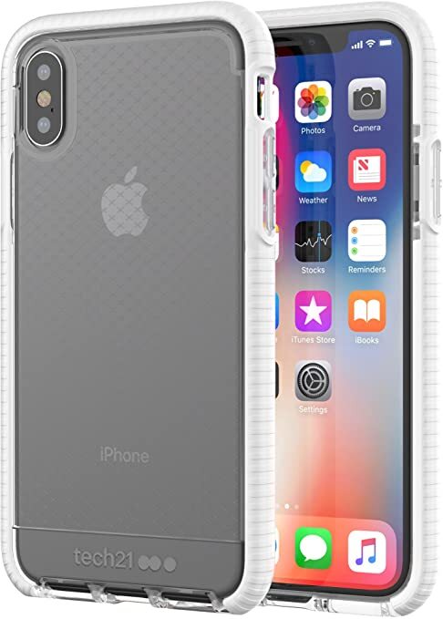 Tech21 EVO Check Case for Apple iPhone X/Xs – Clear/White – 10Ft Drop Tested