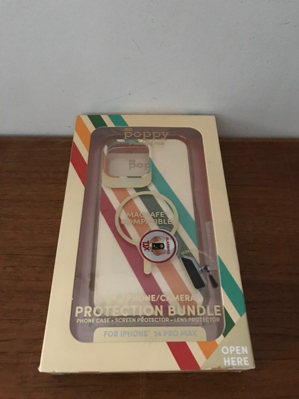 XO Poppy Striped iPhone 14 Pro Max 3-in-1 Phone Case Camera Protection Bundle