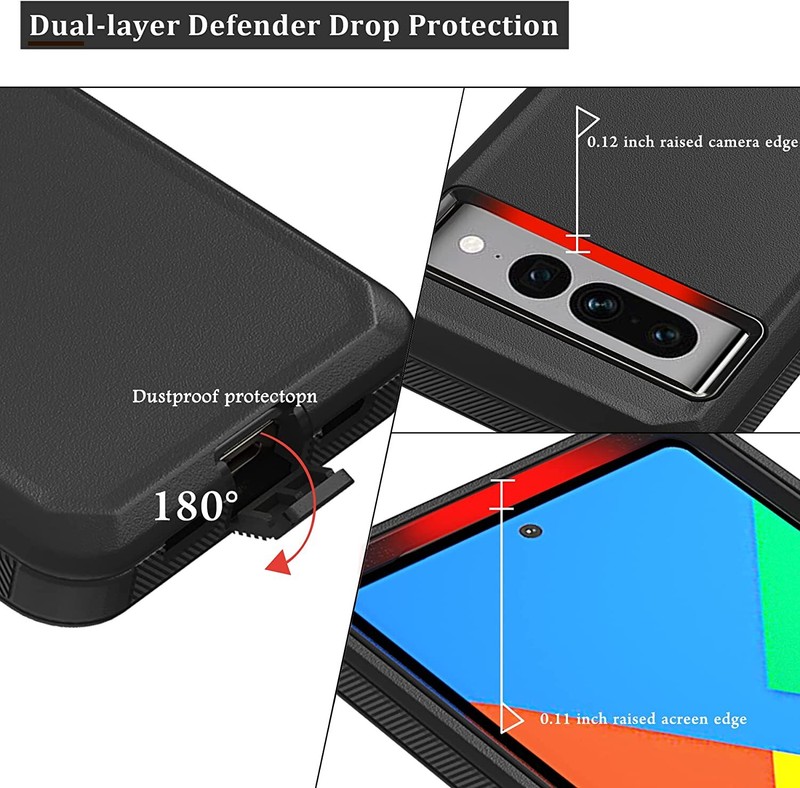 For Google Pixel 7 Pro /7 Case, 3 in 1 Case Heavy Duty Case Cover+ Belt Clip gallery