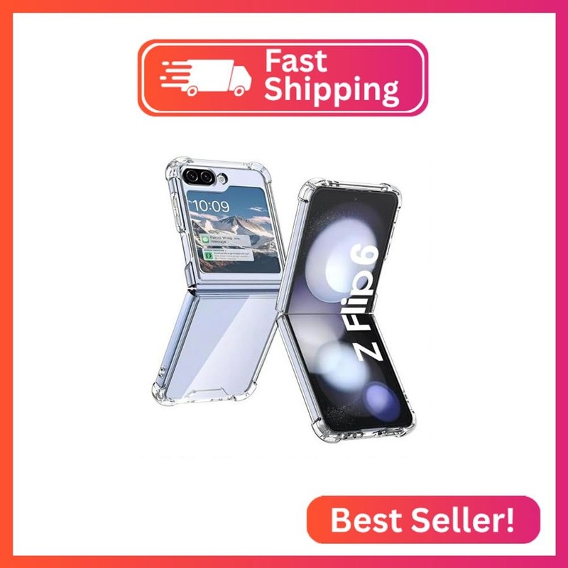 USTIYA Case for Samsung Galaxy Z Flip 7 FE/Z Flip 6 5G Clear Acrylic + TPU Four