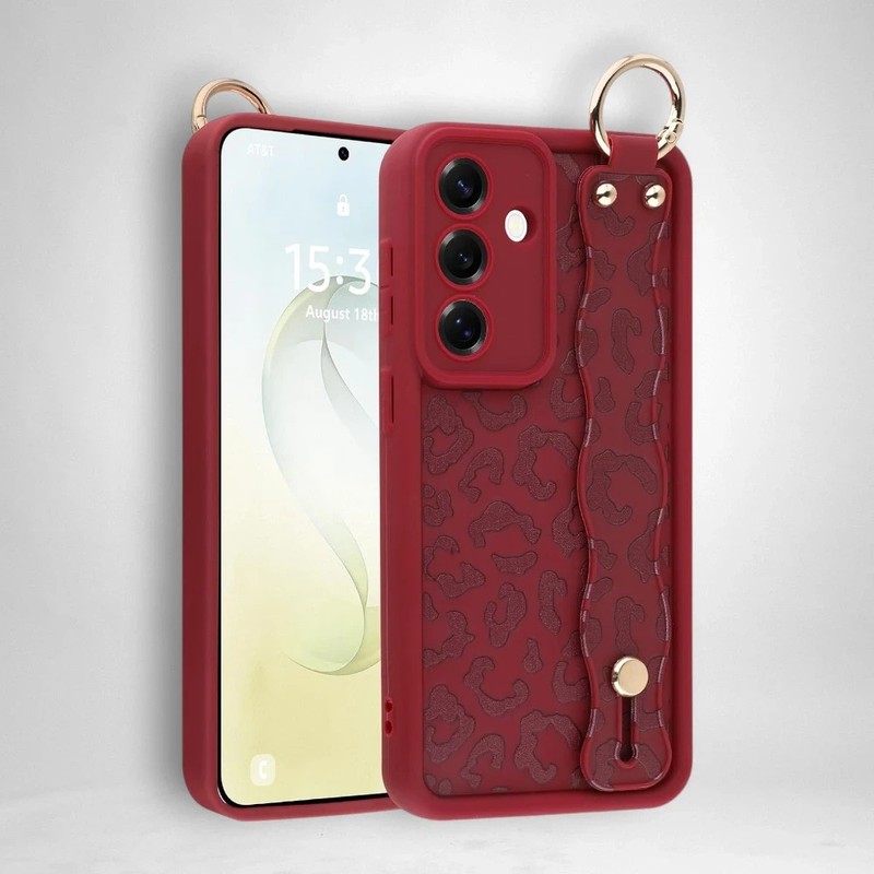 Galaxy S26 Plus Red Leopard Shockproof Case Strap Ring Protective Cover