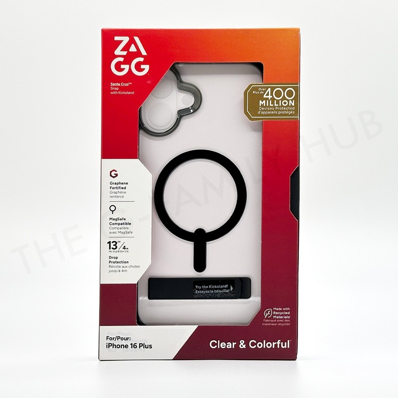 ZAGG Santa Cruz Snap With Kickstand Magsafe Case For iPhone 16 Plus Black NEW