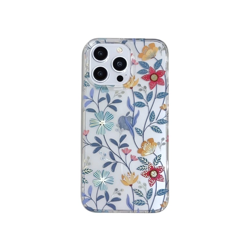 For iPhone 16 Pro Max 15 14 13 12 11 Pattern Flower Clear Slim Phone Case Cover gallery
