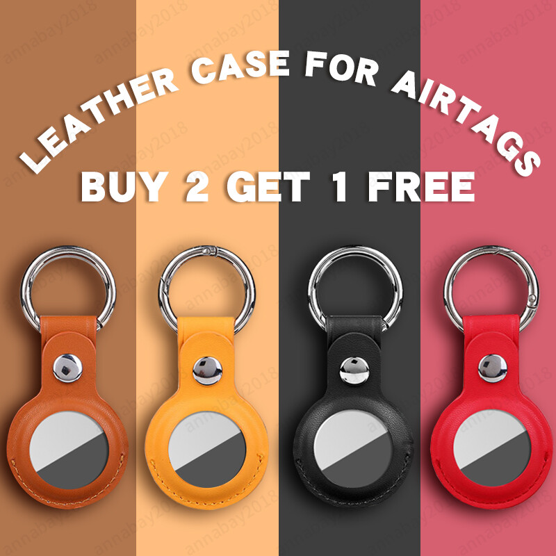 Leather Case Cover for AirTag Pet Location Tracker Sleeve Shell Skins Keychain