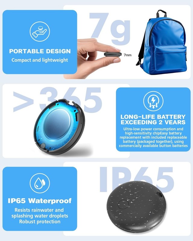 Bluetooth Item Locator - 4-Pack Android Tracker Tags with Real-Time Tracking gallery