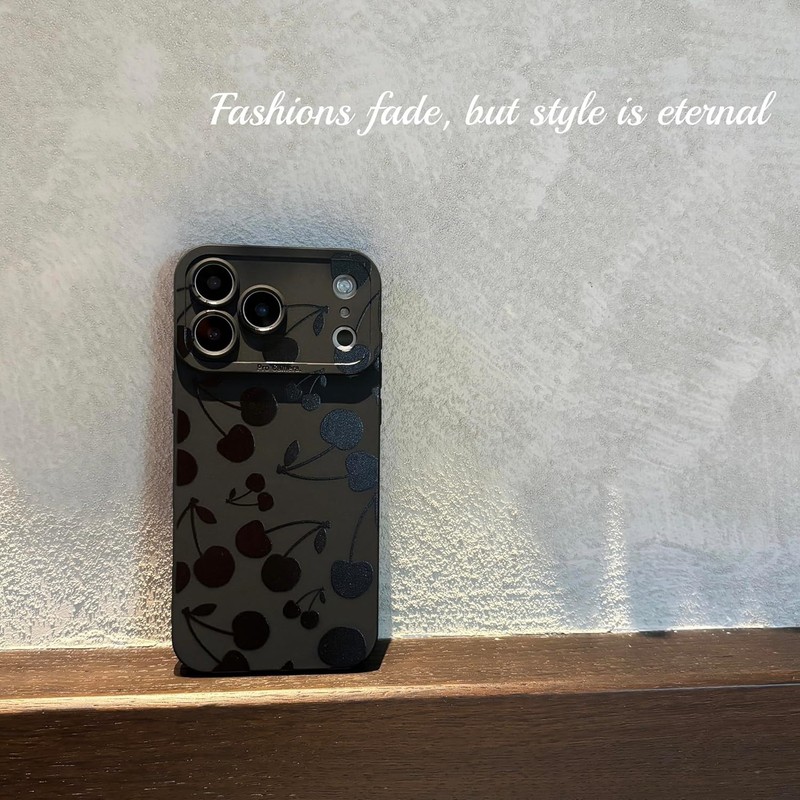 iPhone 17 Pro Max Black Cherry Case Matte Shockproof Cute Fruit Cover gallery