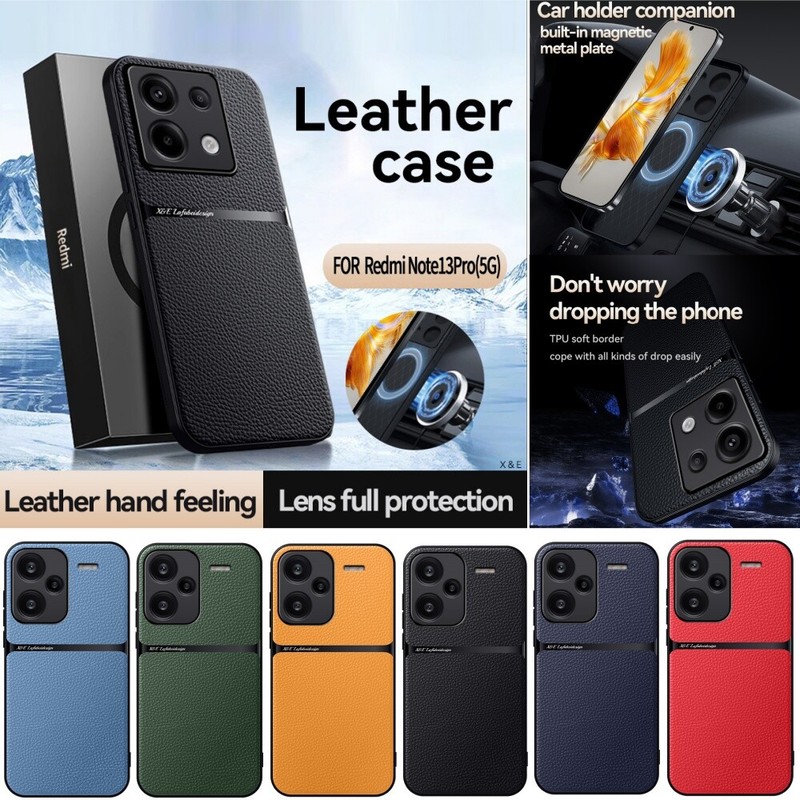 For Xiaomi 14 Redmi Note 12 Magnetic PU Leather TPU Back Case Screen Protector