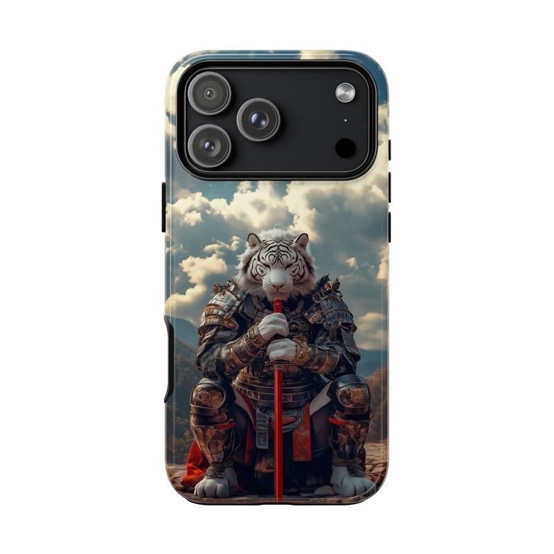 For iPhone/Galaxy/Pixel – Premium Case – White Tiger Samurai Armor