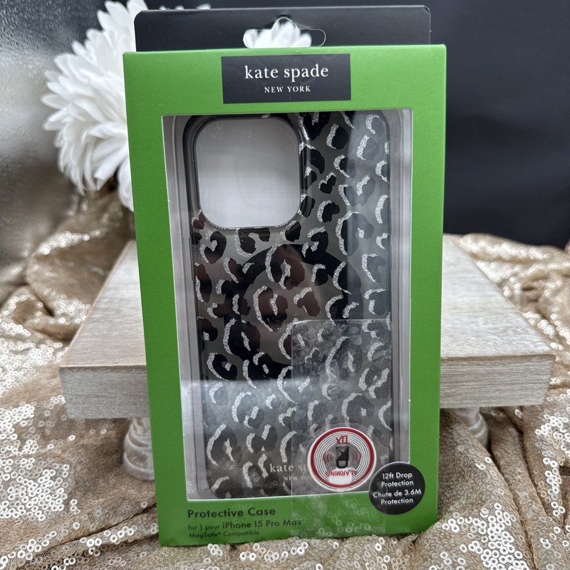 KATE SPADE iPhone 15 Pro Max Dark Leopard Print Protective Case BRAND NEW