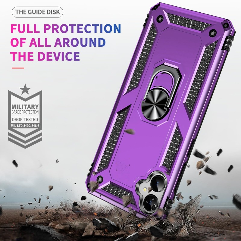 Samsung Galaxy A05 Case Rugged Armor Cover Ring Stand Magnetic Purple Mil-Grade gallery