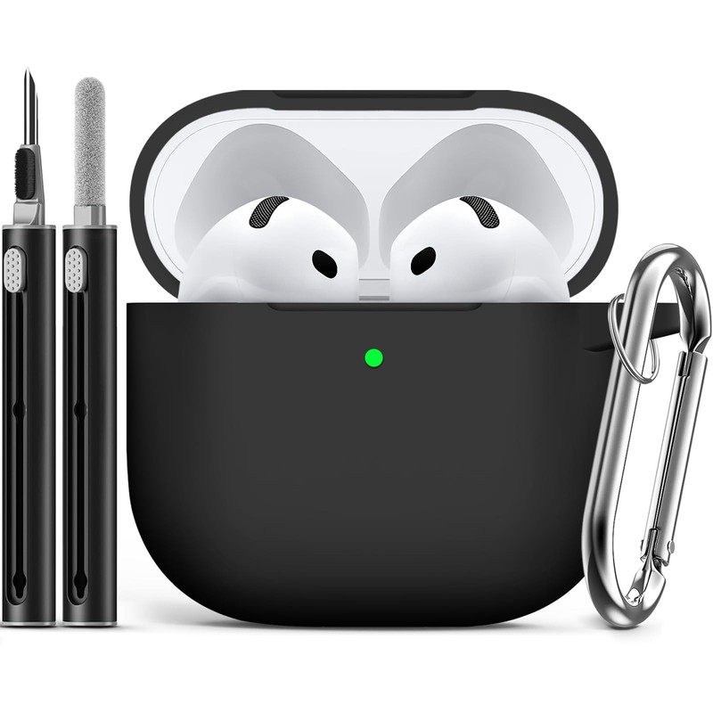 For Airpods 4 Case Cover 2024 with Cleaner Kit,Soft Silicone Protective Case