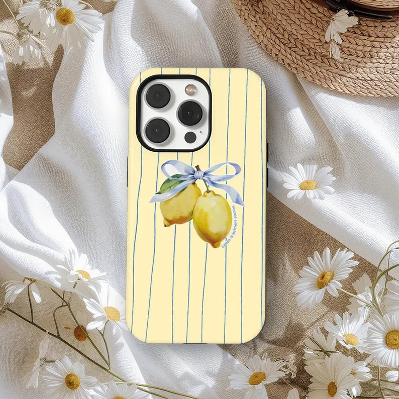 Summer Striped Lemon Tough Phone Case Gift For Friends