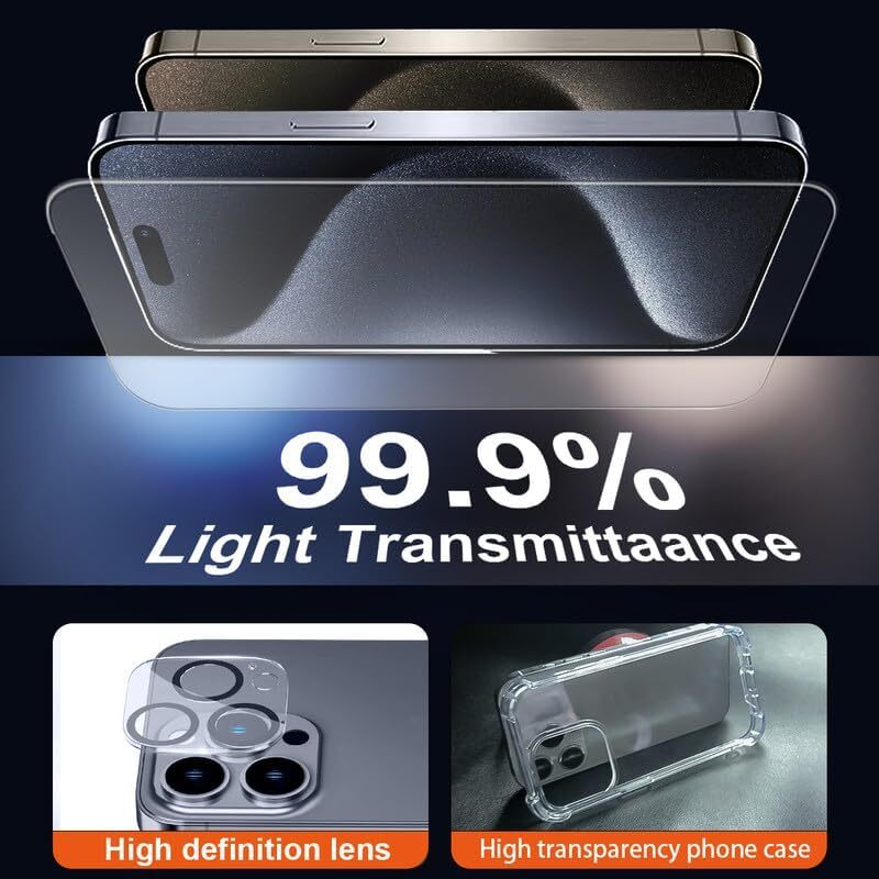 For iPhone 15 14 13 12 Pro Max Clear Shockproof Case +2*Screen +2*Lens Protector gallery