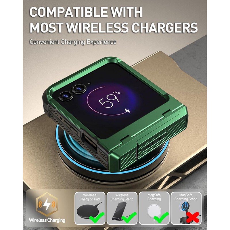 For Motorola Moto Razr 2024 Case Poetic with Kickstand Shockproof Cover Green gallery