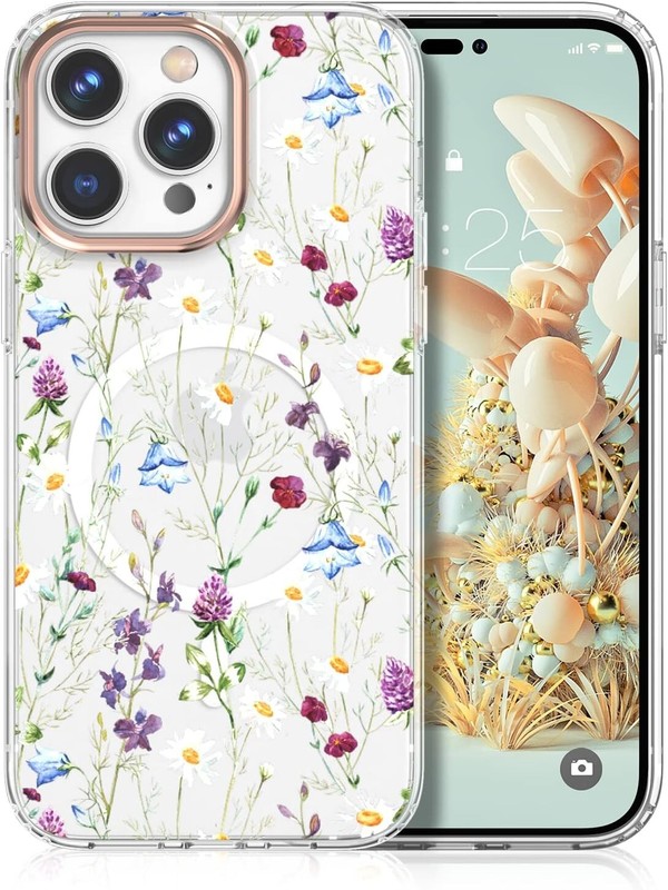 For iPhone 14 Pro Max Flower Case (2022), Cute Case Design for Girls Women