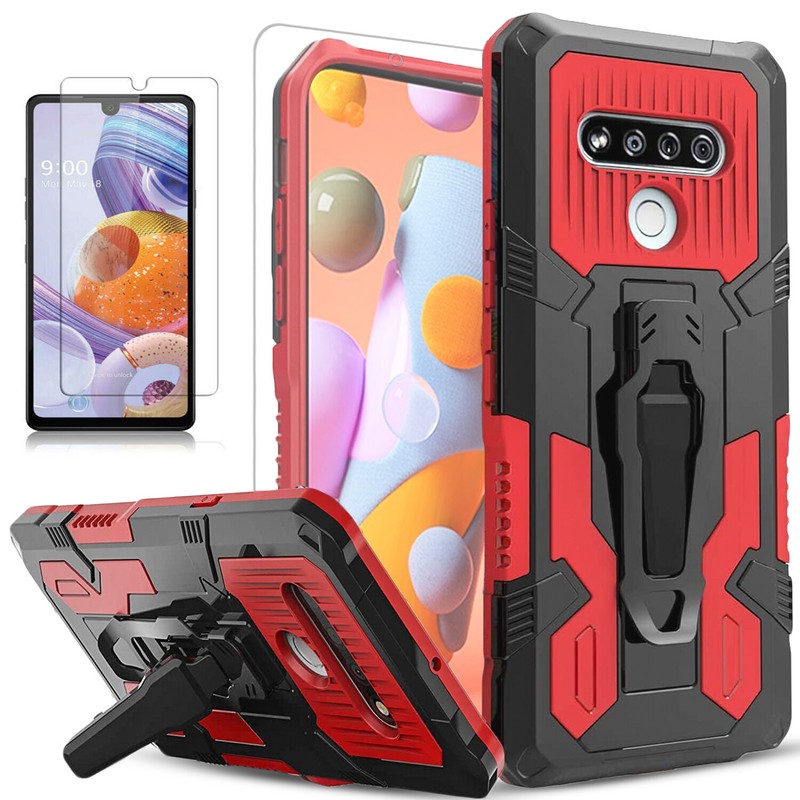 For LG Phoenix 5/ Fortune 3 Phone Case+Belt Clip Cover +Tempered Glass Protector gallery