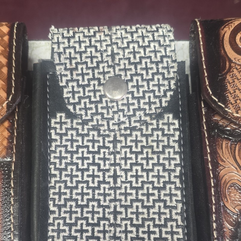 Black & White Patterned Holster Case w/ Belt Clip, Snap-Closure Pouch