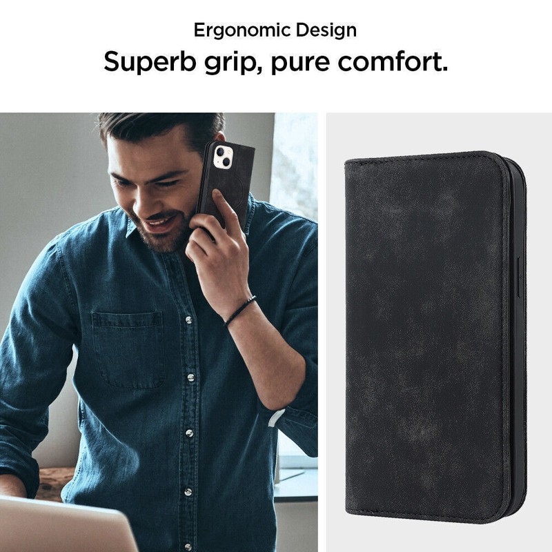 For Apple iPhone 14 Pro 13 Pro Max Mag Safe Charging Leather Card Slim Case gallery