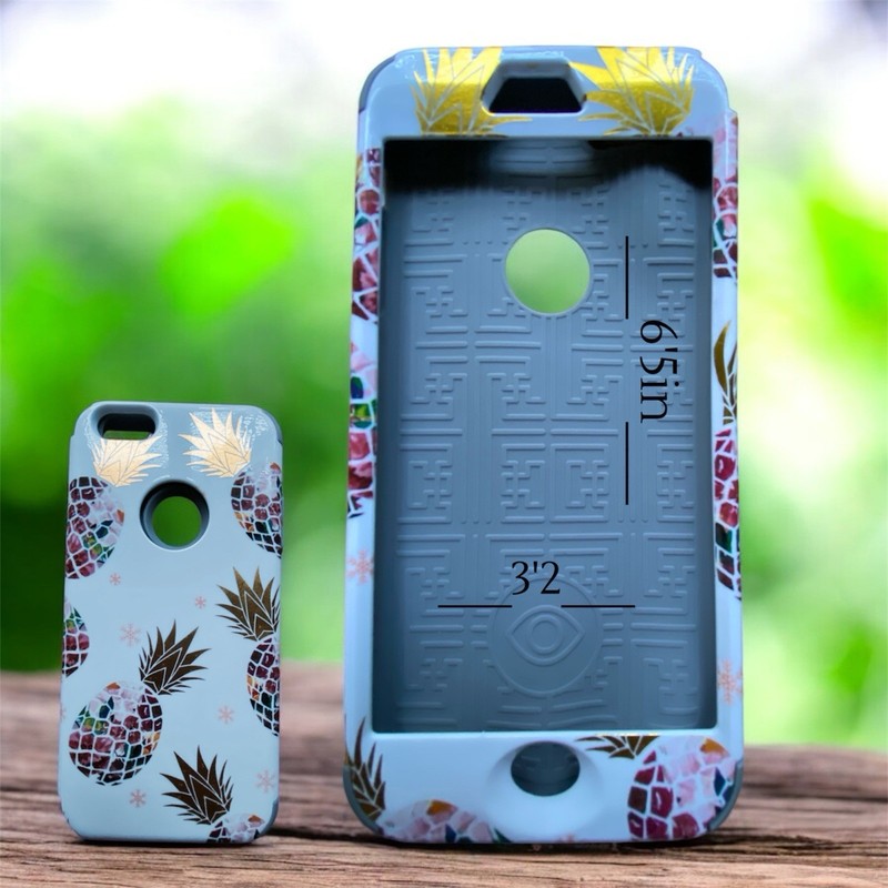 iPhone 6/7/8 Plus Hybrid Silicone 3-in-1 Pineapple Shockproof Case White- 6’5 In