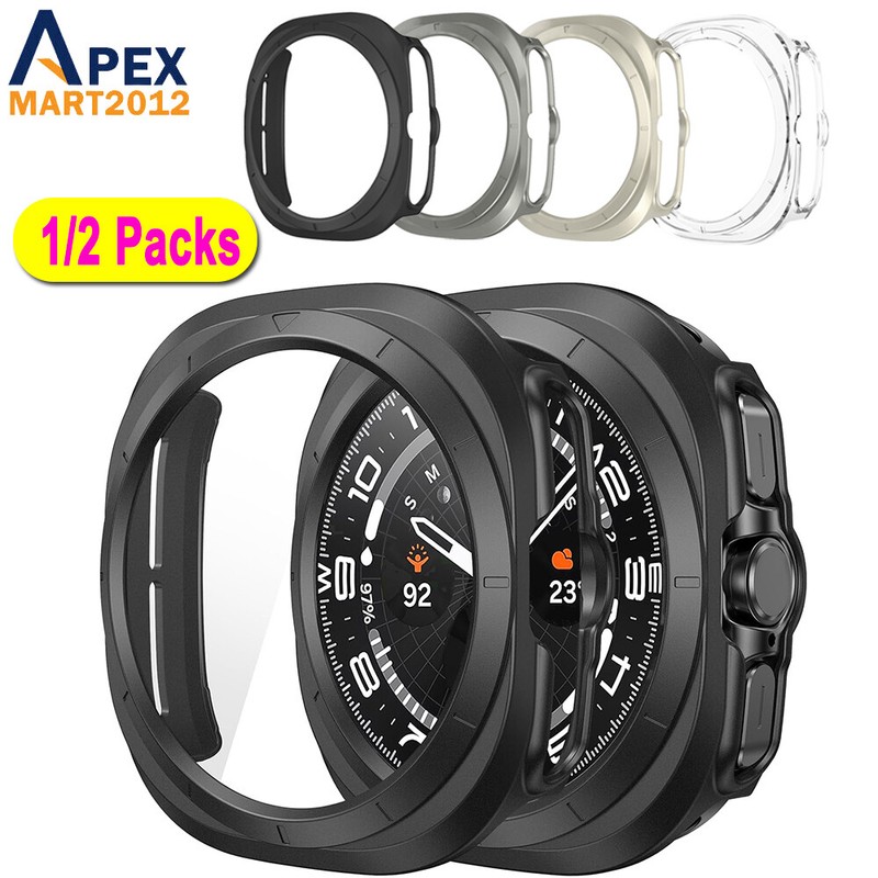 1-2 Pack PC Case Tempered Glass Screen Cover For Samsung Galaxy Watch Ultra 47mm