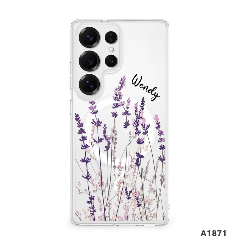 Magnet Custom Floral Clear Hard PC Case Cover For Samsung Galaxy A17 A37 A57 S26