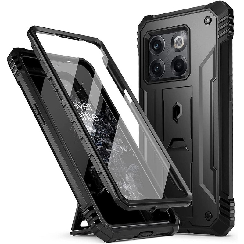 Kickstand Case For Oneplus 10T 5G [Heavy Duty] Shockproof Cover Black