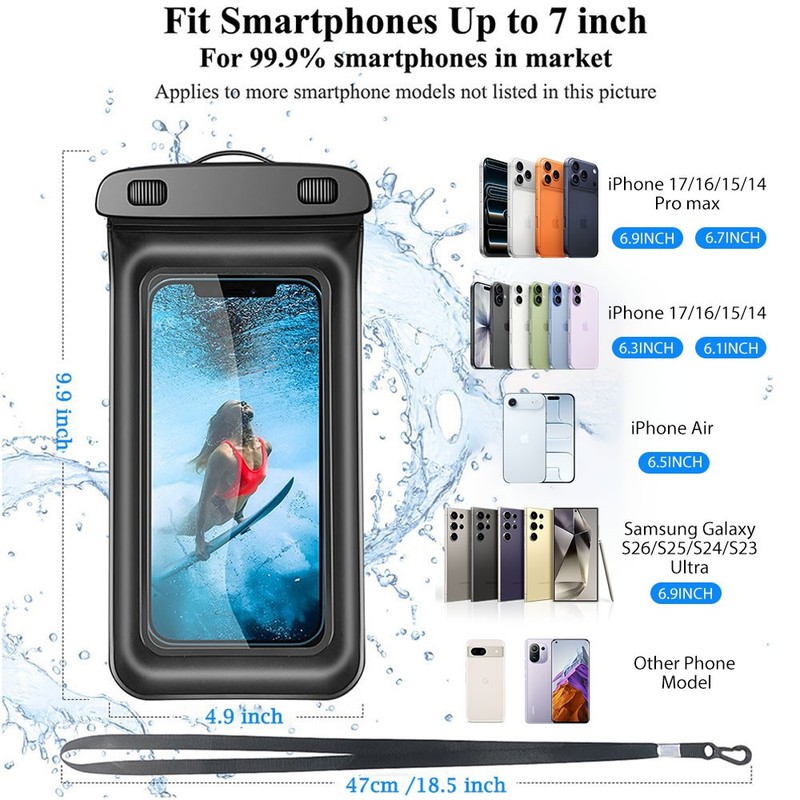 2Pack Floating Waterproof Cell Phone Pouch Dry Bag Case Cover For iPhone Samsung gallery