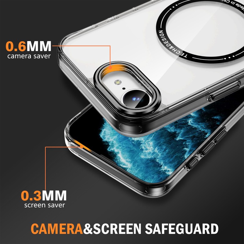 For iPhone 16e Shockproof Plating TPU+PC Clear Case Mag Safe Cover w/ Screen gallery