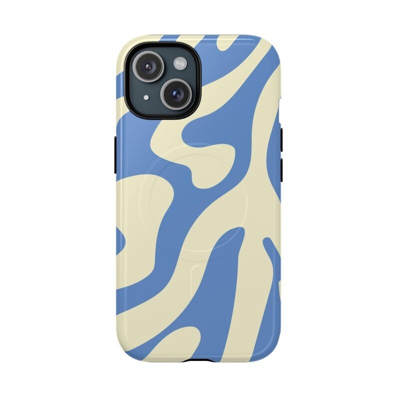 Blue Cream Abstract Wave Tough Phone Case For Iphone