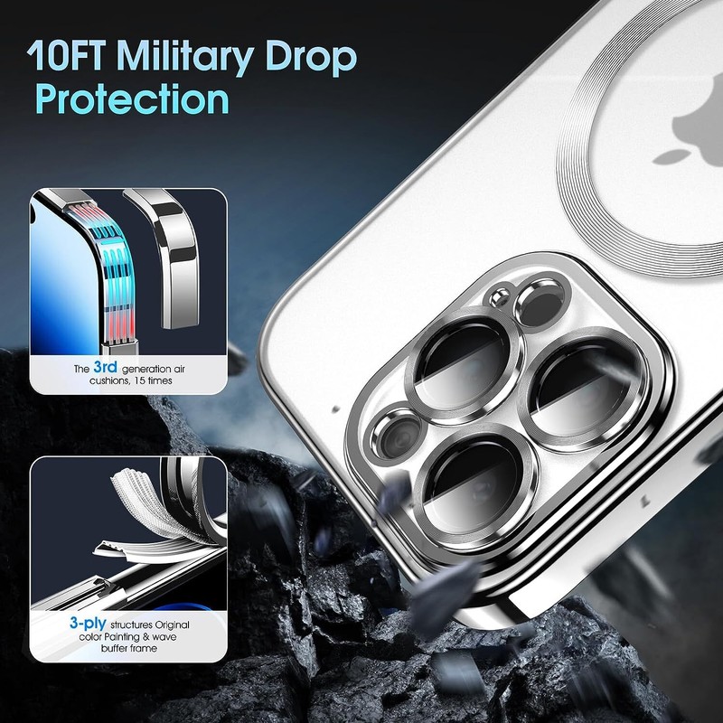 For Apple iPhone 15 14 13 12 11 Pro Max Clear Case Slim Plating Mag Safe Cover gallery