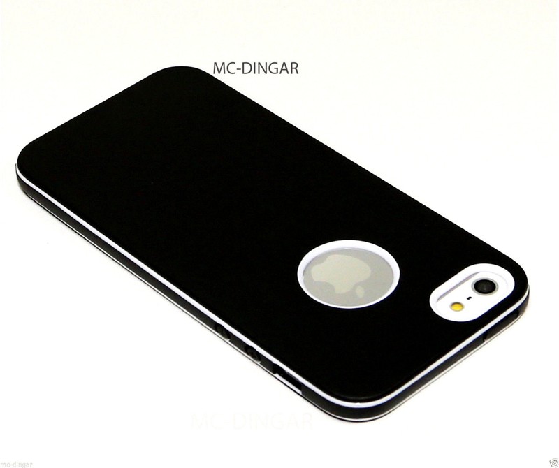 Black UltraThin TPU Soft Rubber Matte PC Bumper case cover for iPhone 5 5S SE gallery