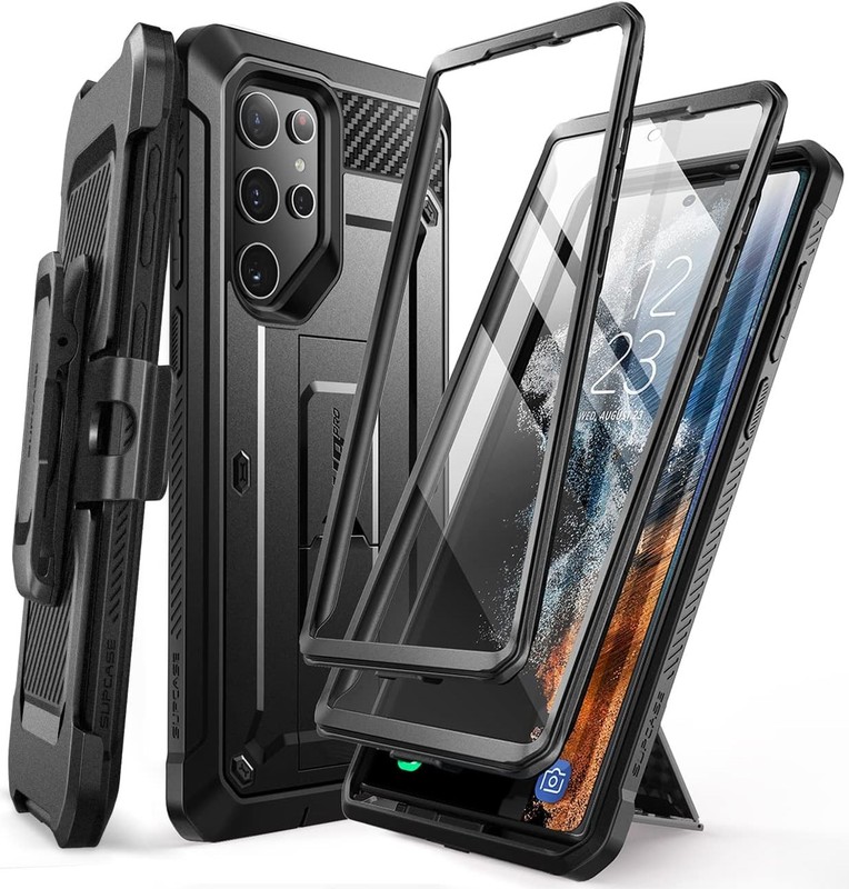 SUPCASE For Samsung Galaxy S22 Ultra 5G DualLayer Case W/ 2 Front Frames & Clip