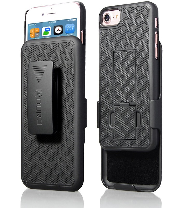 iPhone 7 Case, Aduro Combo Shell & Holster – Super Slim with Black